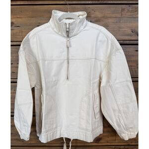 LNDN Jacket Women's Sz M Natural Half Zip Anorak Pullover Organic Cotton